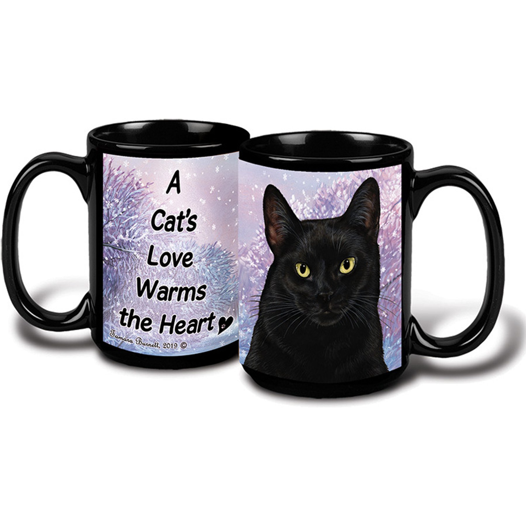 Pet Gifts USA Cat Winter Coffee Mug, 15-oz, Black