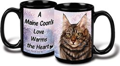 Pet Gifts USA Maine Coon Tabby Cat Winter Coffee Mug, 15-oz, Brown
