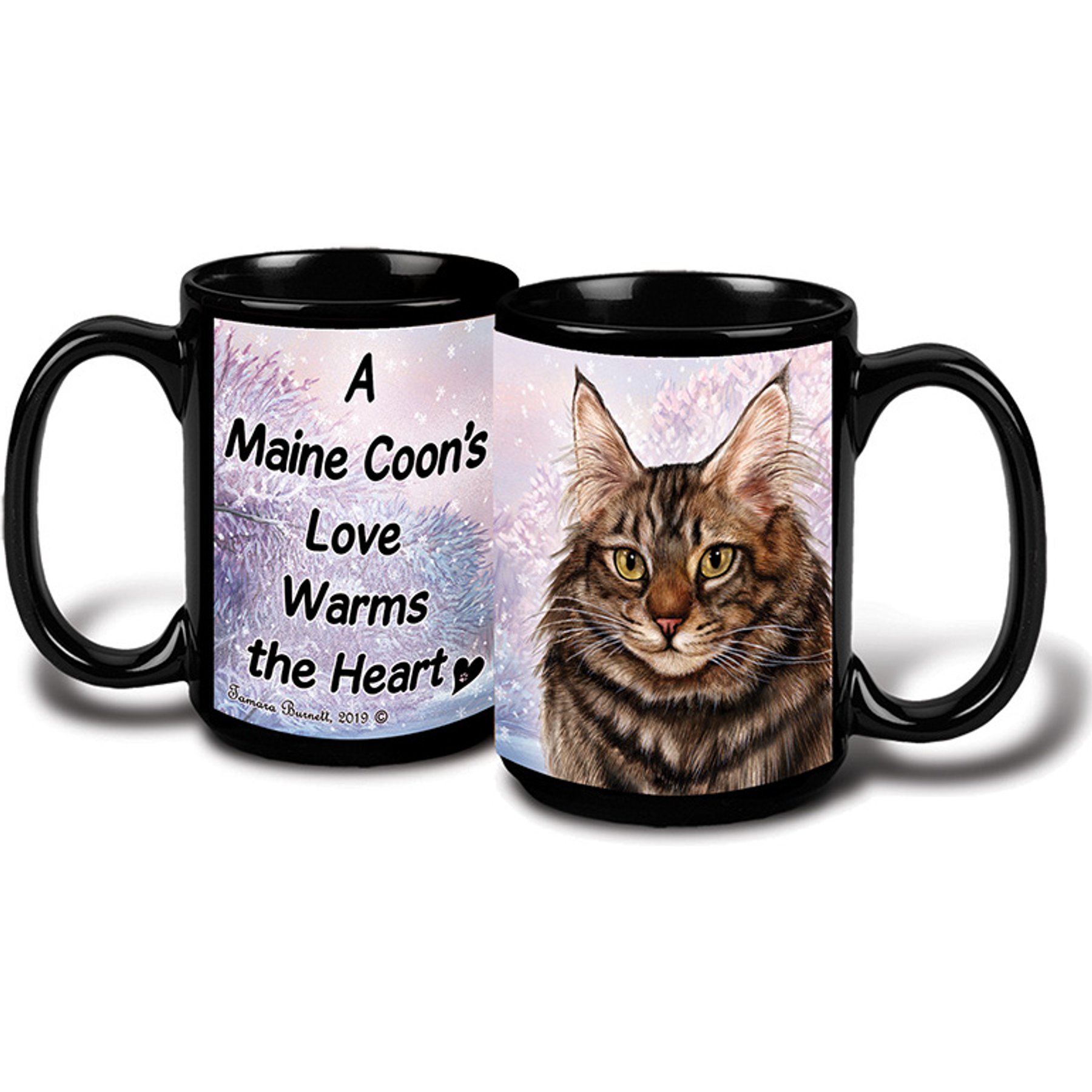 Pet Gifts USA Maine Coon Tabby Cat Winter Coffee Mug, 15-oz, Brown