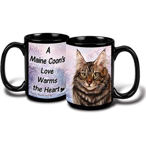 Pet Gifts USA Maine Coon Tabby Cat Winter Coffee Mug, 15-oz, Brown