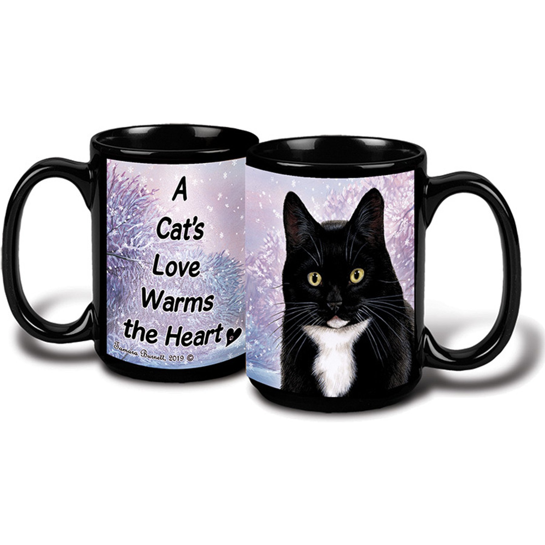 Pet Gifts USA Tuxedo Cat Winter Coffee Mug, 15-oz, Black/White