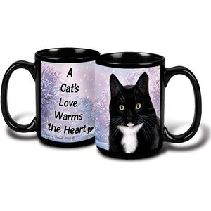 Pet Gifts USA Tuxedo Cat Winter Coffee Mug, 15-oz, Black/White