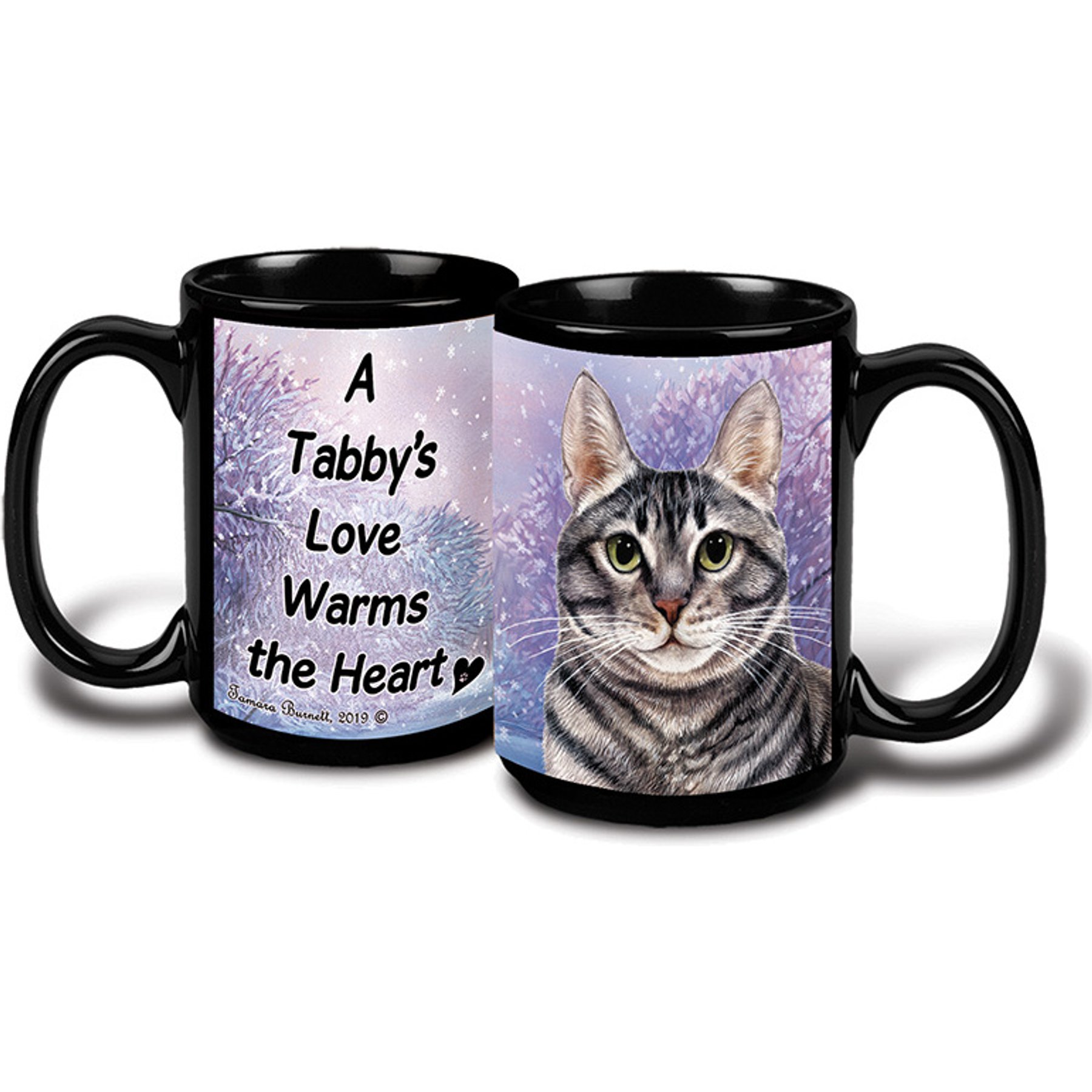 Pet Gifts USA Tabby Cat Winter Coffee Mug, 15-oz, Silver