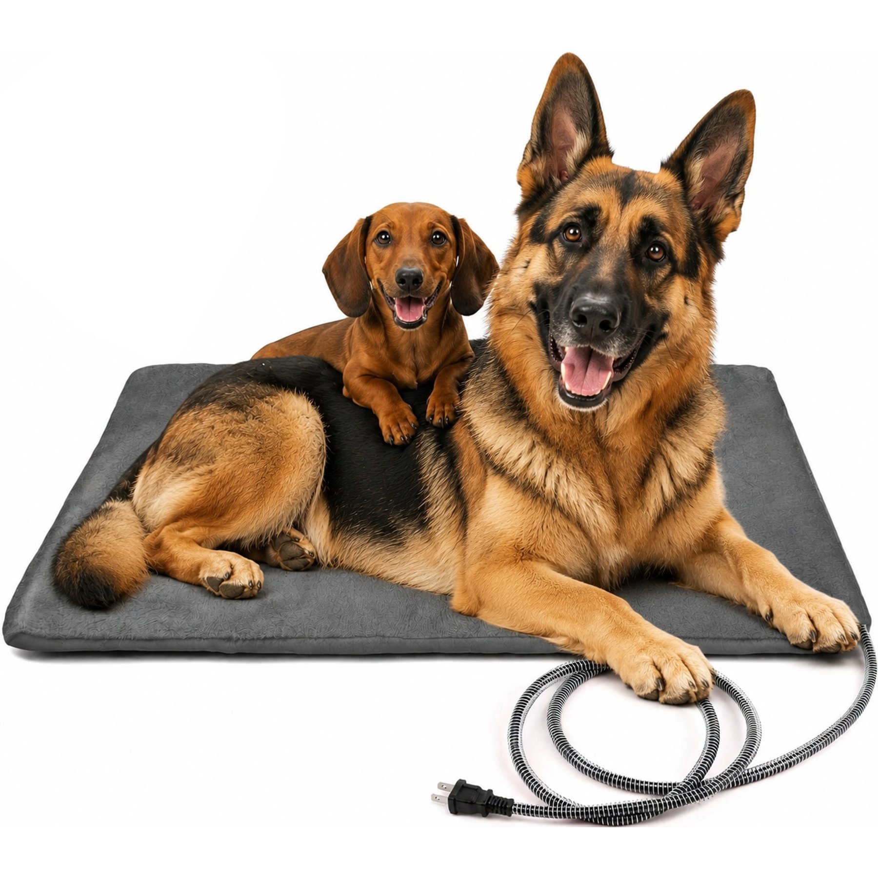 LESOTC Soft Electric Blanket Heated Dog &Cat Bed with Waterproof Cover & Auto Temperature Control, 35.4 x 23.6-in, Grey