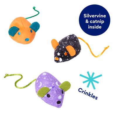 Show full view: Frisco Halloween Mystical Mice Plush Cat Toy with Silvervine & Catnip, 3 count slide 3 of 6
