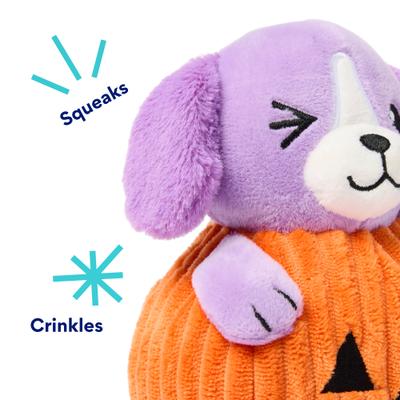 Show full view: Frisco Halloween Pumpkin Pup Plush Squeaky Dog Toy, Medium slide 3 of 7