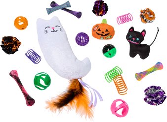 Frisco Halloween Fun Plush, Kicker, Mesh, Spring & Ball Variety Pack Cat Toy with Silvervine & Catnip,...
