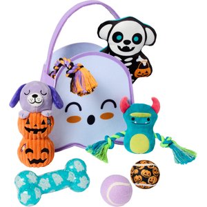 Frisco Halloween Ghost Boo Bag Variety Pack Dog Toy, Medium, 7 count