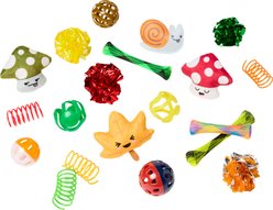 Frisco Woodland Mushrooms, Leaf & Snail Plush, Spring & Ball Variety Pack Cat Toy with Silvervine & Catnip, 20 count