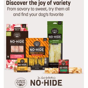 Earth Animal No-Hide Medium Rolls Long Lasting Natural Rawhide Free Chicken Recipe Dog Chews, 2 count