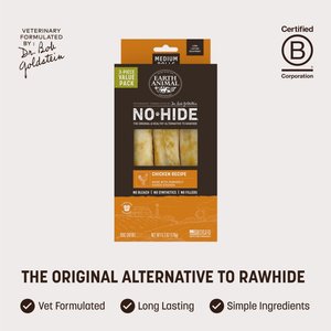 Earth Animal No-Hide Medium Rolls Long Lasting Natural Rawhide Free Chicken Recipe Dog Chews, 3 count