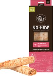 Earth Animal No-Hide Large Rolls Long Lasting Natural Rawhide Free Salmon Recipe Dog Chews, 3 count