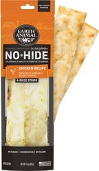 Earth Animal No-Hide Strips Thin Natural Rawhide Free Chicken Recipe Dog Chew Treats for Lighter Chewers, 4 count