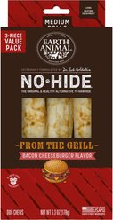 Earth Animal No-Hide From the Grill Medium Rolls Long Lasting Natural Rawhide Free Bacon Cheeseburger Flavor Dog Chews, 3 count