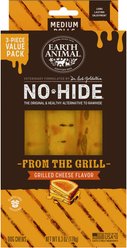 Earth Animal No-Hide From the Grill Medium Rolls Long Lasting Natural Rawhide Free Grilled Cheese Vegetarian Flavor Dog Chews, 3 count