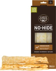Earth Animal No-Hide Strips Thin Natural Rawhide Alternative Venison Recipe Dog Chew Treat, 10 count