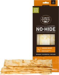 Earth Animal No-Hide Strips Thin Natural Rawhide Free Chicken Recipe Dog Chew Treats for Lighter Chewers, 10 count