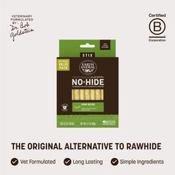 Earth Animal No-Hide Stix Long Lasting Natural Rawhide Free Pork Recipe Dog & Cat Chew Treat Sticks, 20 count slide 2 of 9