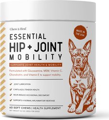 Chew + Heal Essential Mobility Hip & Joint Soft Chew Supplement for Dogs, 60 count