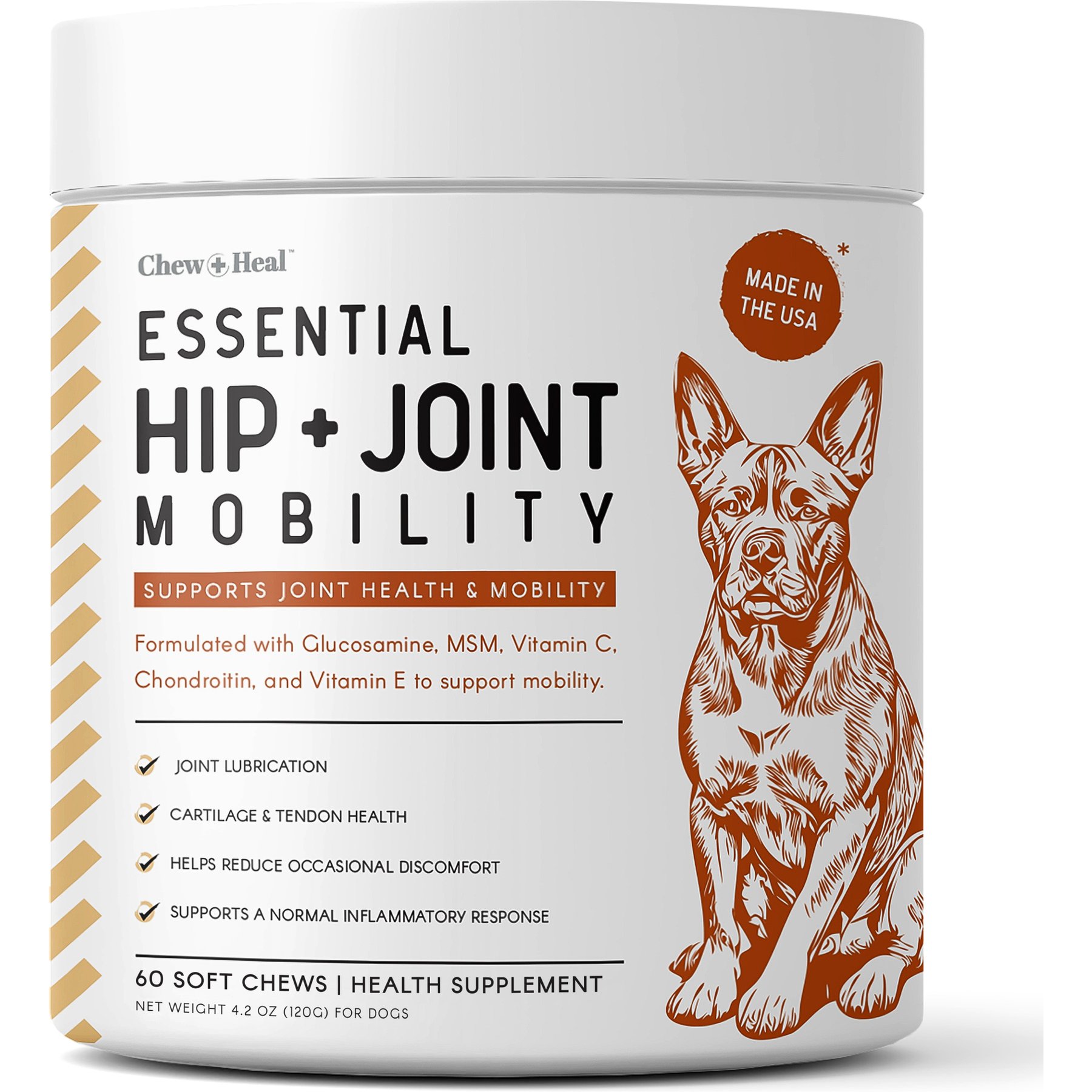 Chew + Heal Essential Mobility Hip & Joint Soft Chew Supplement for Dogs, 60 count