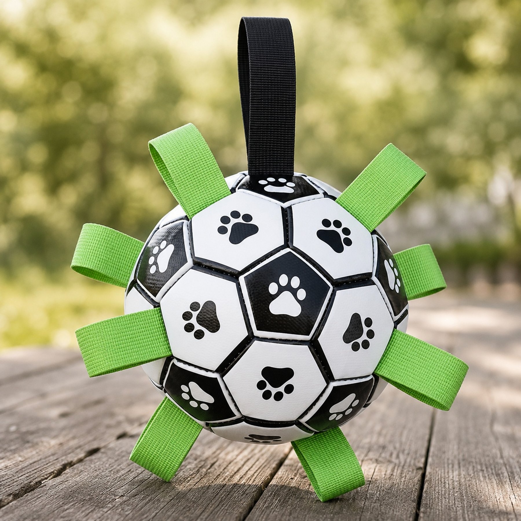NonoPets Outdoor Durable Inflatable Design Fetch & Daily Enrichment Fun Interactive Ball Dog & Cat Play Toy with Grab Straps, White, Medium