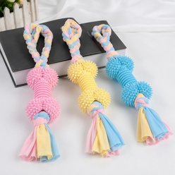 NonoPets Spiked TPR Bone Durable Interactive Tug Rope Dental Care Teething Chew Dog & Cat Toy