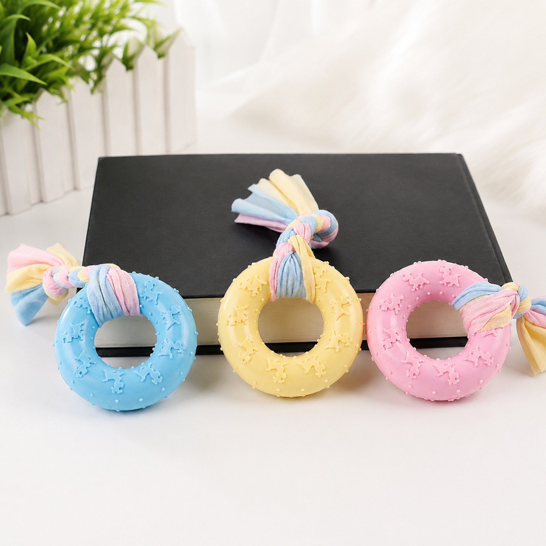 NonoPets Round TPR Ball Durable Interactive Tug Rope Dental Care Teething Chew Dog & Cat Toy