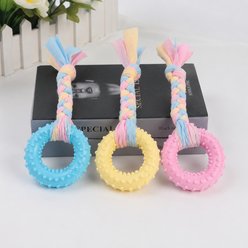 NonoPets Textured TPR Ring Durable Interactive Tug Rope Dental Care Teething Chew Dog & Cat Toy slide 1 of 9