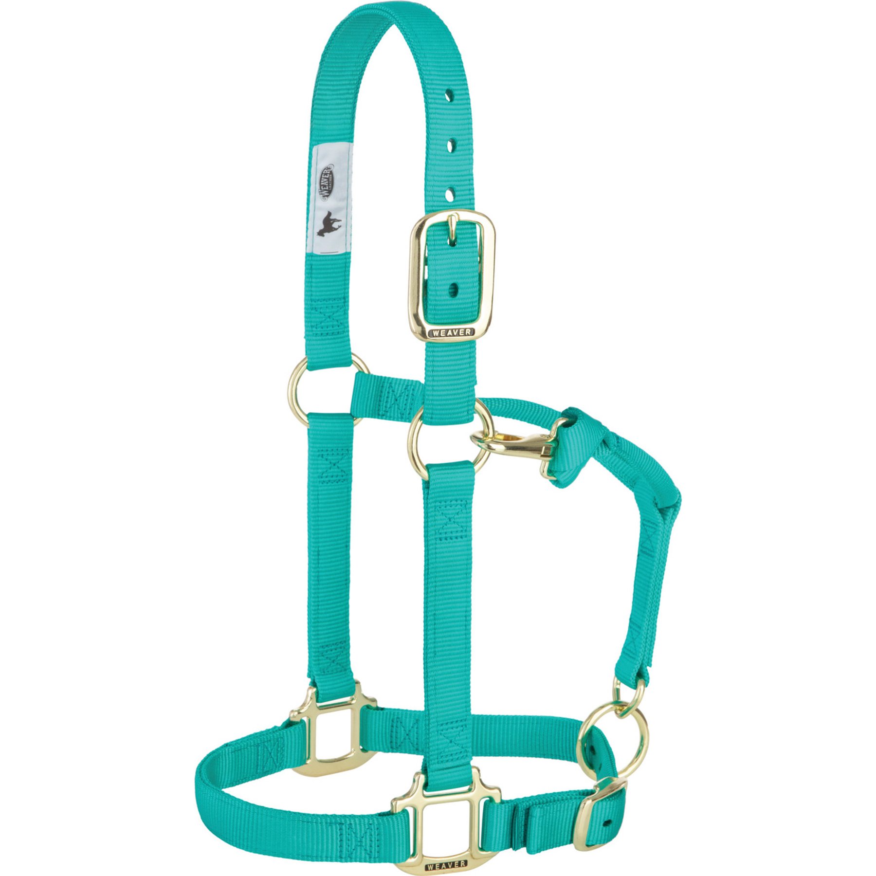 Weaver Equine Original Adjustable Chin & Throat Snap Horse Halter, Emerald Green, Yearling