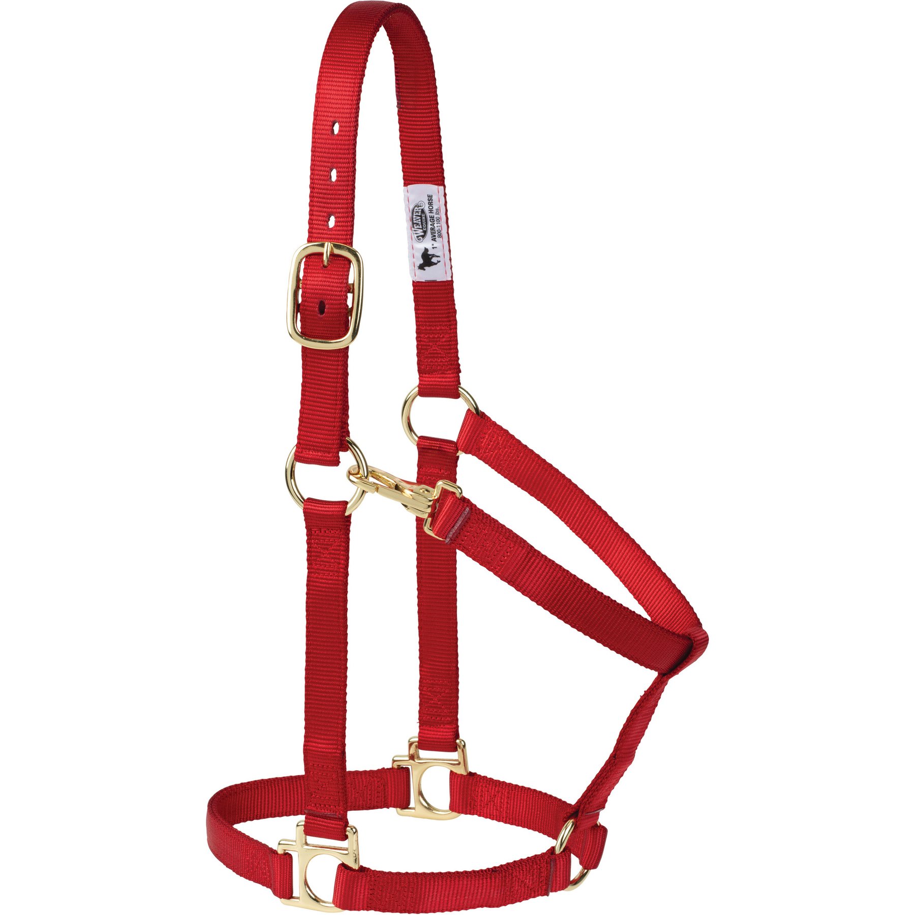 Weaver Equine Non-Adjustable Throat Snap Poly Horse Halter, Red, Weanling
