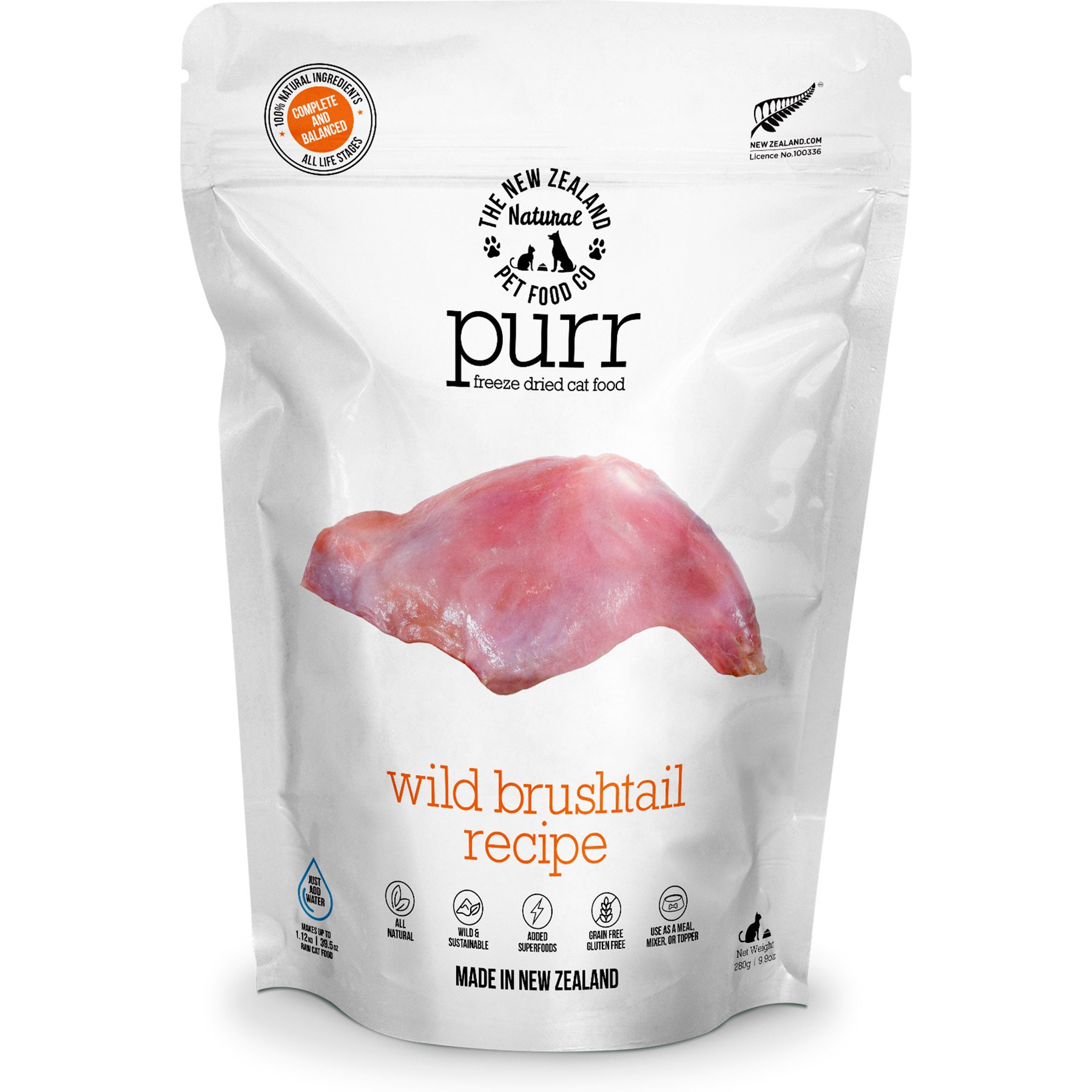 The New Zealand Natural Pet Food Co. The New Zealand Natural Pet Food Co. Purr Wild Brushtail Grain-Free Freeze-Dried Cat Food, 9.9-oz bag