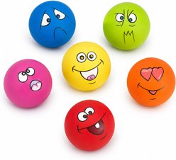NonoPets Natural Latex Solid Color Interactive Squeaky Floating & Bouncy Ball Dog & Cat Toy, 6 count
