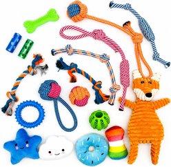 NonoPets Cotton Fetch Fun & Interactive Enrichment Dental Rope Tug Set Dog & Cat Toy, 20 count