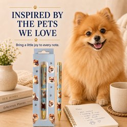 E&S PETS Smooth Writing & Engraved Clip Pomeranian Ballpoint Pen Stationery with Gift Box, Steal slide 2 of 5