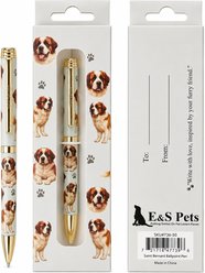 E&S PETS Smooth Writing & Engraved Clip Saint Bernard Ballpoint Pen Stationery with Gift Box, Steal