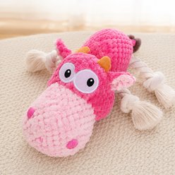 NonoPets Rope Chew Knotted Cotton Limb Textured Interactive Teething Plush Dog & Cat Toy, Pink