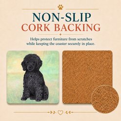 E&S PETS Poodle Black Premium Ceramic Super Absorbent Cork Back Colorful Dog Art Coasters, 4 count slide 2 of 5