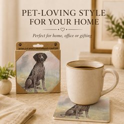 E&S PETS German Shorthaired Pointer Premium Ceramic Super Absorbent Cork Back Colorful Dog Art Coasters, 4 count slide 2 of 5