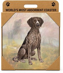 E&S PETS German Shorthaired Pointer Premium Ceramic Super Absorbent Cork Back Colorful Dog Art Coasters, 4 count slide 1 of 5