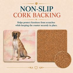 E&S PETS Great Dane Sitting Premium Ceramic Super Absorbent Cork Back Colorful Dog Art Coasters, 4 count slide 2 of 5