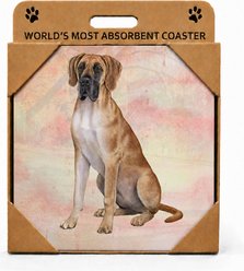 E&S PETS Great Dane Sitting Premium Ceramic Super Absorbent Cork Back Colorful Dog Art Coasters, 4 count slide 1 of 5