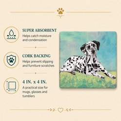 E&S PETS Dalmatian Premium Ceramic Super Absorbent Cork Back Colorful Dog Art Coasters, 4 count slide 2 of 5