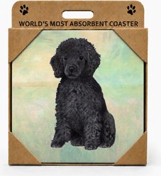 E&S PETS Poodle Black Premium Ceramic Super Absorbent Cork Back Colorful Dog Art Coasters, 4 count slide 1 of 5