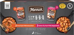 Merrick Variety Pack Premium Real Meat Slow-Cooked BBQ Beef, Chicken & Pork Recipes Canned Wet Dog Food, 12.7-oz can, 6 count