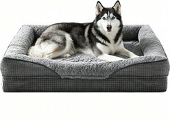 JOEJOY Waterproof Liner Orthopedic Bolster Dog Bed with Egg Crate Foam, Chopped Foam Fill & Removable Machine Washable Cover, Grey, X-Large: 42 x 32 x 7.5-in