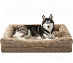 JOEJOY Waterproof Liner Orthopedic Bolster Dog Bed with Egg Crate Foam, Chopped Foam Fill & Removable Machine Washable Cover, Brown, X-Large: 42 x 32 x 7.5-in