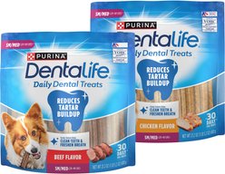 DentaLife Daily Oral Care Variety Pack Indoor Beef & Chicken Flavor Small/Medium Dental Dog Chew Treats, 30 count, case of 2
