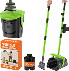Pupzle Dog Pooper Scooper with Bag Attachment, Lavender Scented, Green, 75 Refill bags