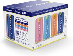 Pawp Water Variety Pack Electrolyte, Hip & Joint, Calming, Gut Health Water Lickable Dog Treat, 12-oz can, case of 12
