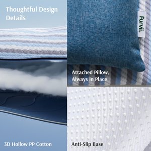 Furvii Cooling Supportive Relaxing Dog & Cat Bed Mat with Neck Pillow, Blue Stripe, X-Large